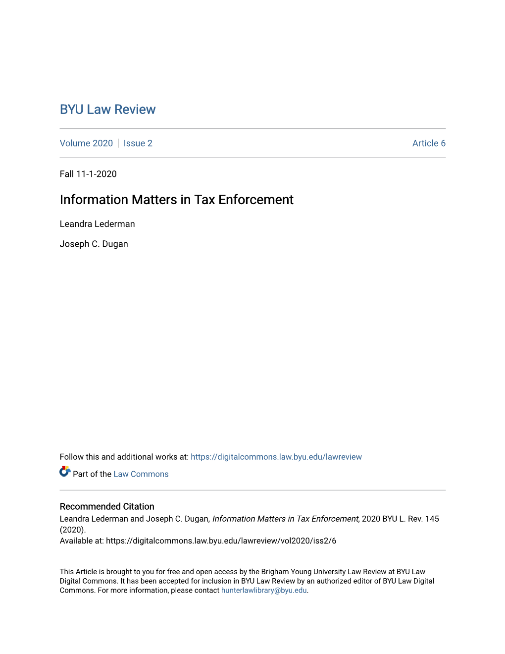 Information Matters in Tax Enforcement