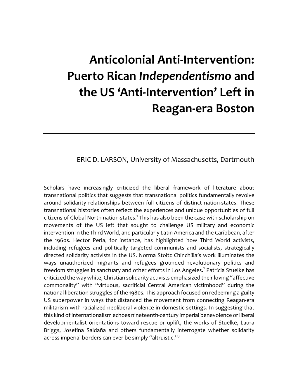 Puerto Rican Independentismo and the US ‘Anti-Intervention’ Left in Reagan-Era Boston