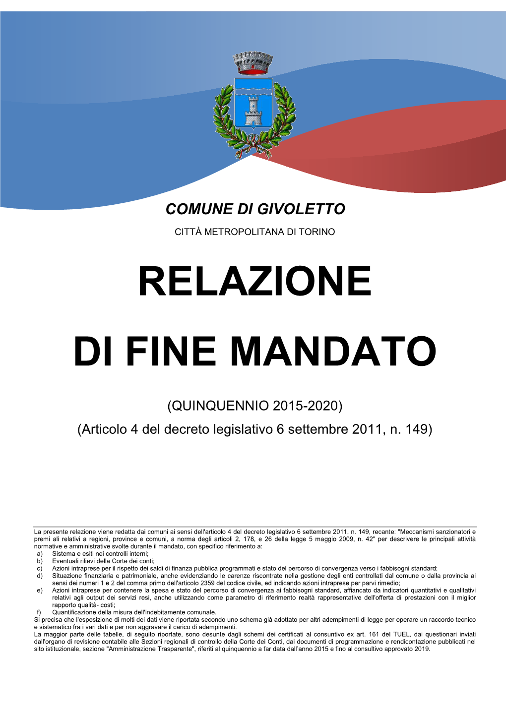 Relazione Di Fine Mandato