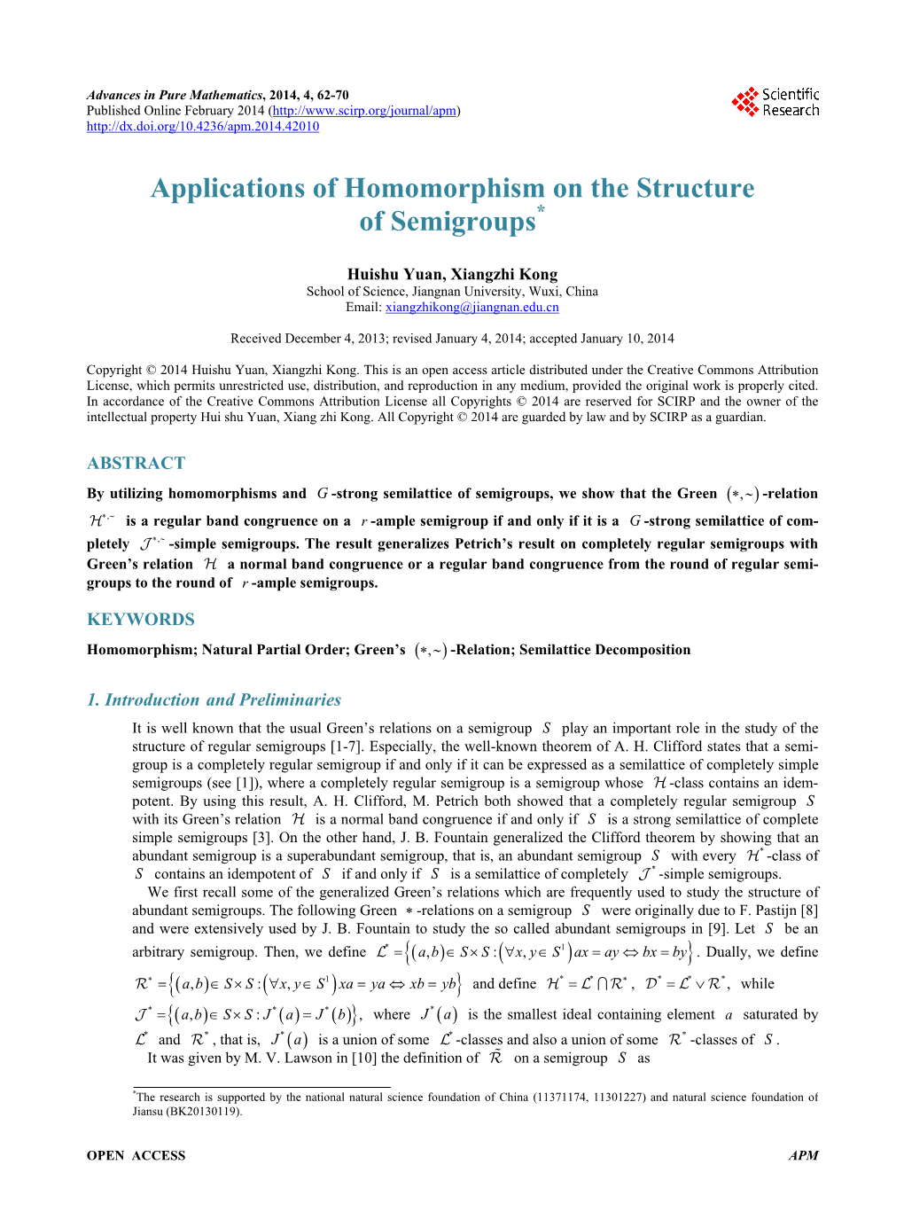 Applications of Homomorphism on the Structure of Semigroups*