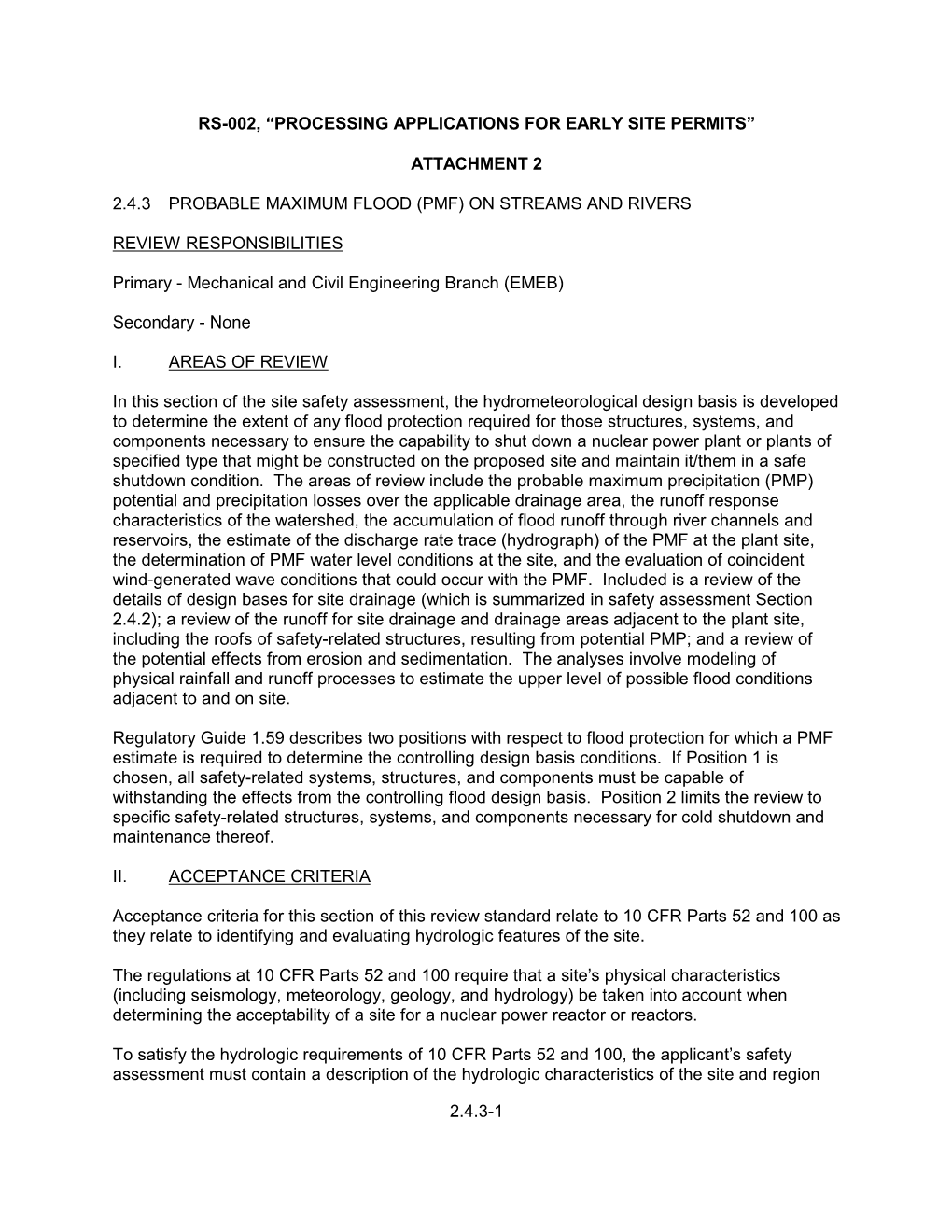 2.4.3 Probable Maximum Flood on Streams and Rivers