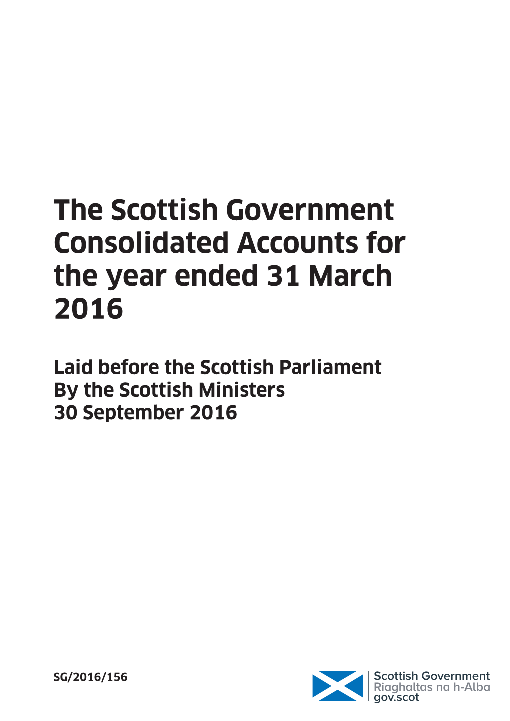 The Scottish Government Consolidated Accounts for the Year Ended 31 March 2016