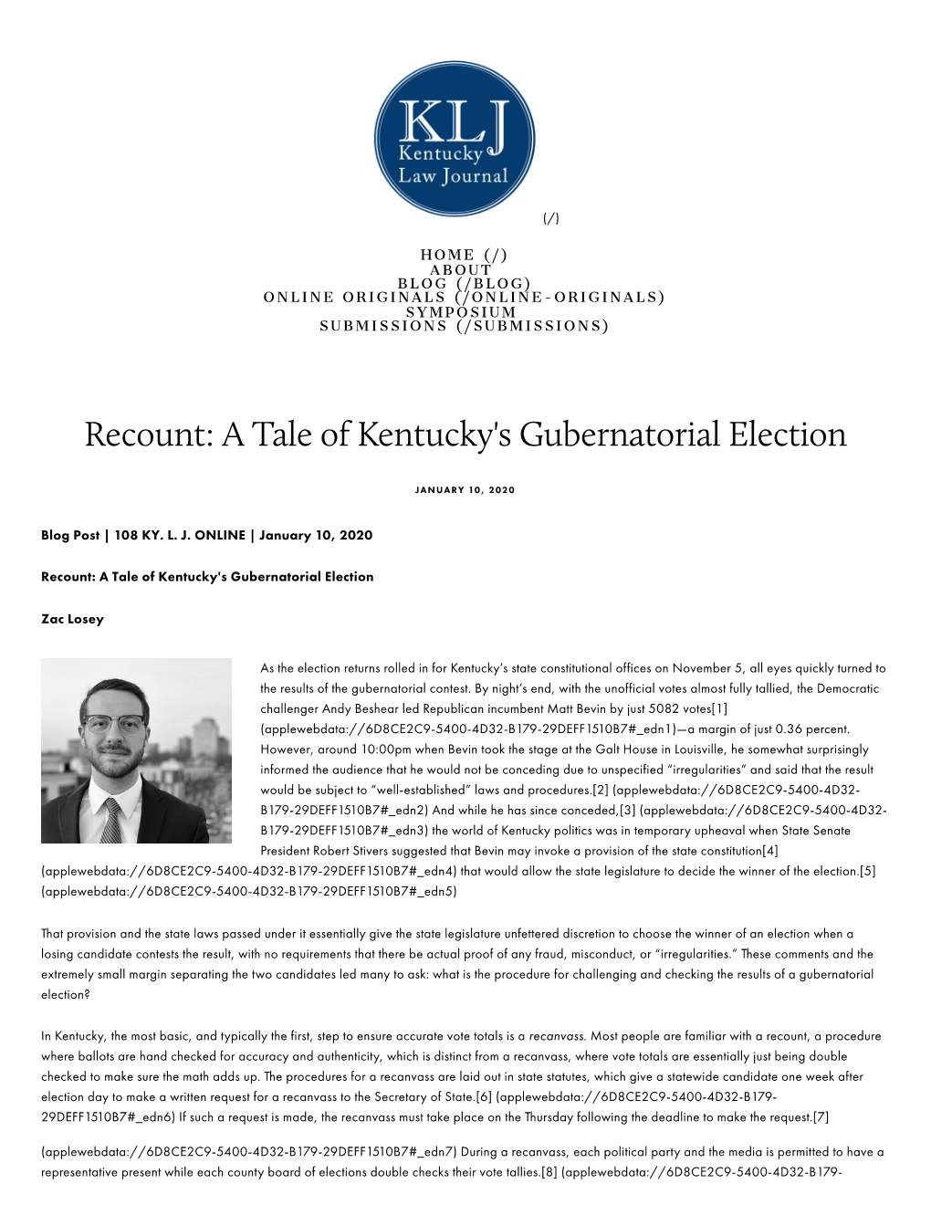 A Tale of Kentucky's Gubernatorial Election