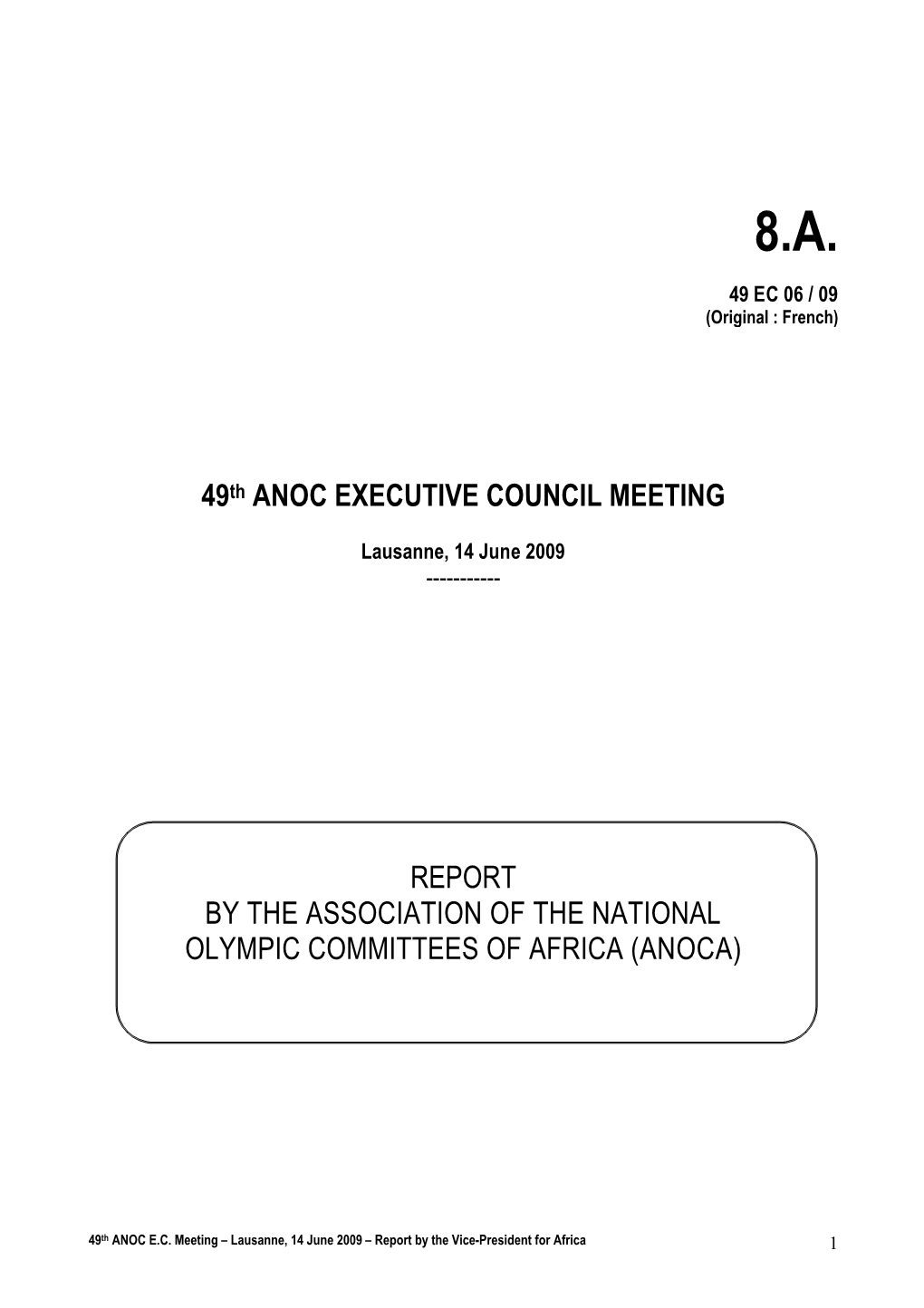 49Th ANOC EXECUTIVE COUNCIL MEETING