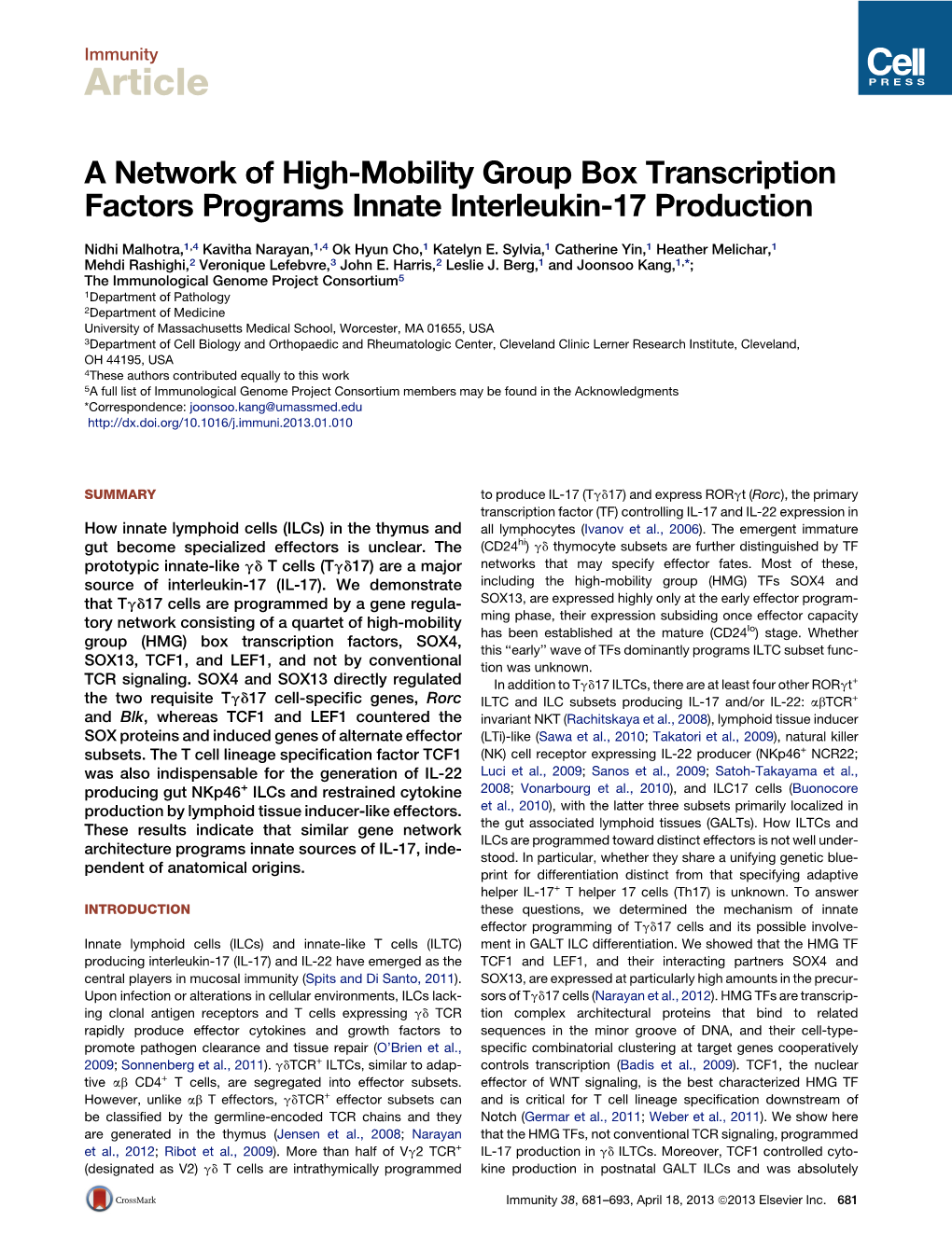 A Network of High-Mobility Group Box Transcription Factors Programs Innate Interleukin-17 Production