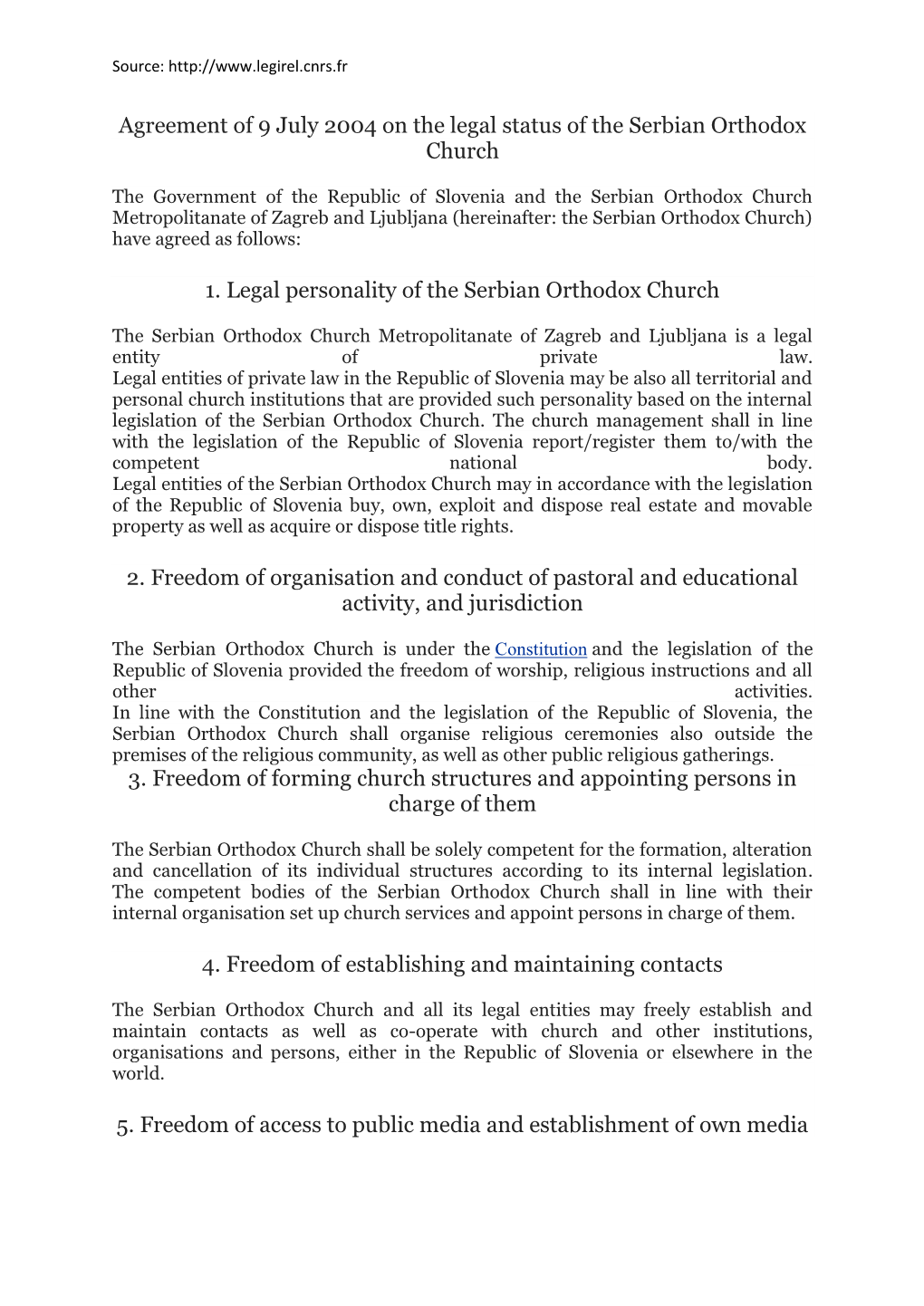 Agreement on the Legal Status of the Serbian Orthodox Church