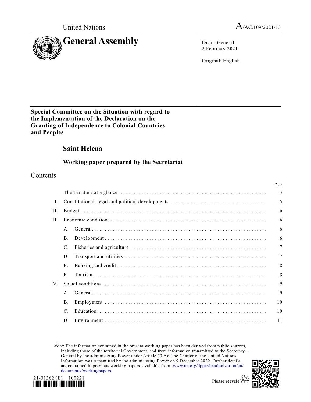 General Assembly Distr.: General 2 February 2021