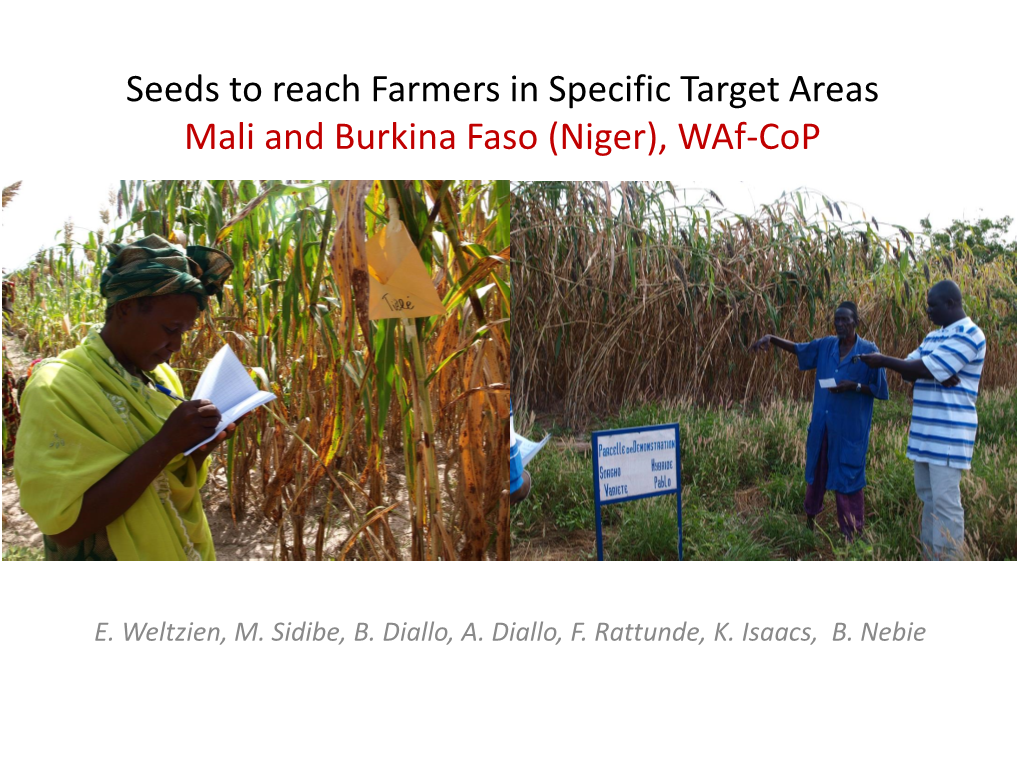Seeds to Reach Farmers in Specific Target Areas Mali and Burkina Faso (Niger), Waf-Cop