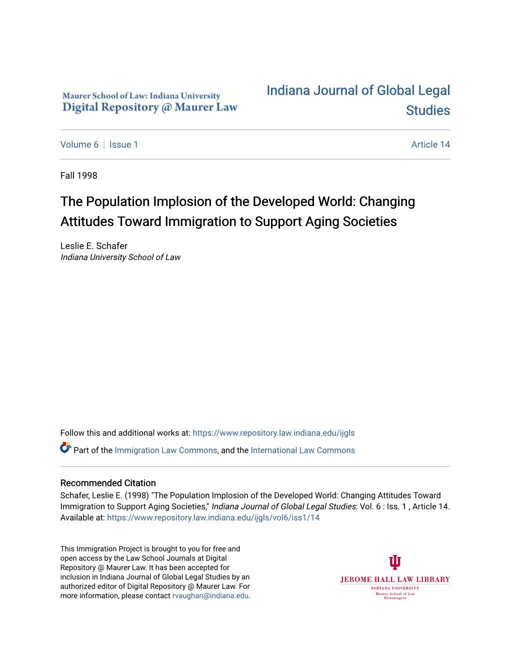 The Population Implosion of the Developed World: Changing Attitudes Toward Immigration to Support Aging Societies