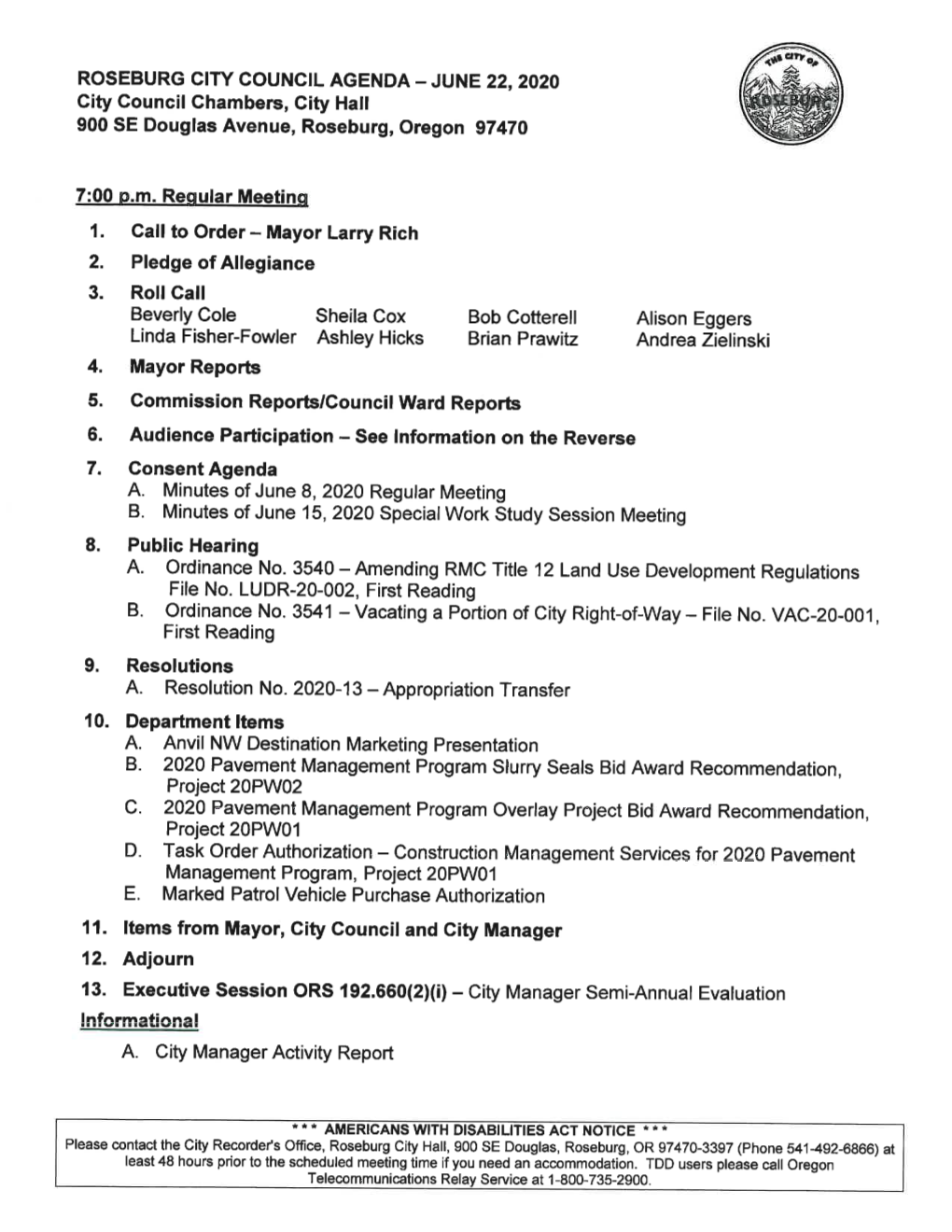 A. Ordinance No. 3540 - Amending RMC Title 12 Land Use Development Regulations File No