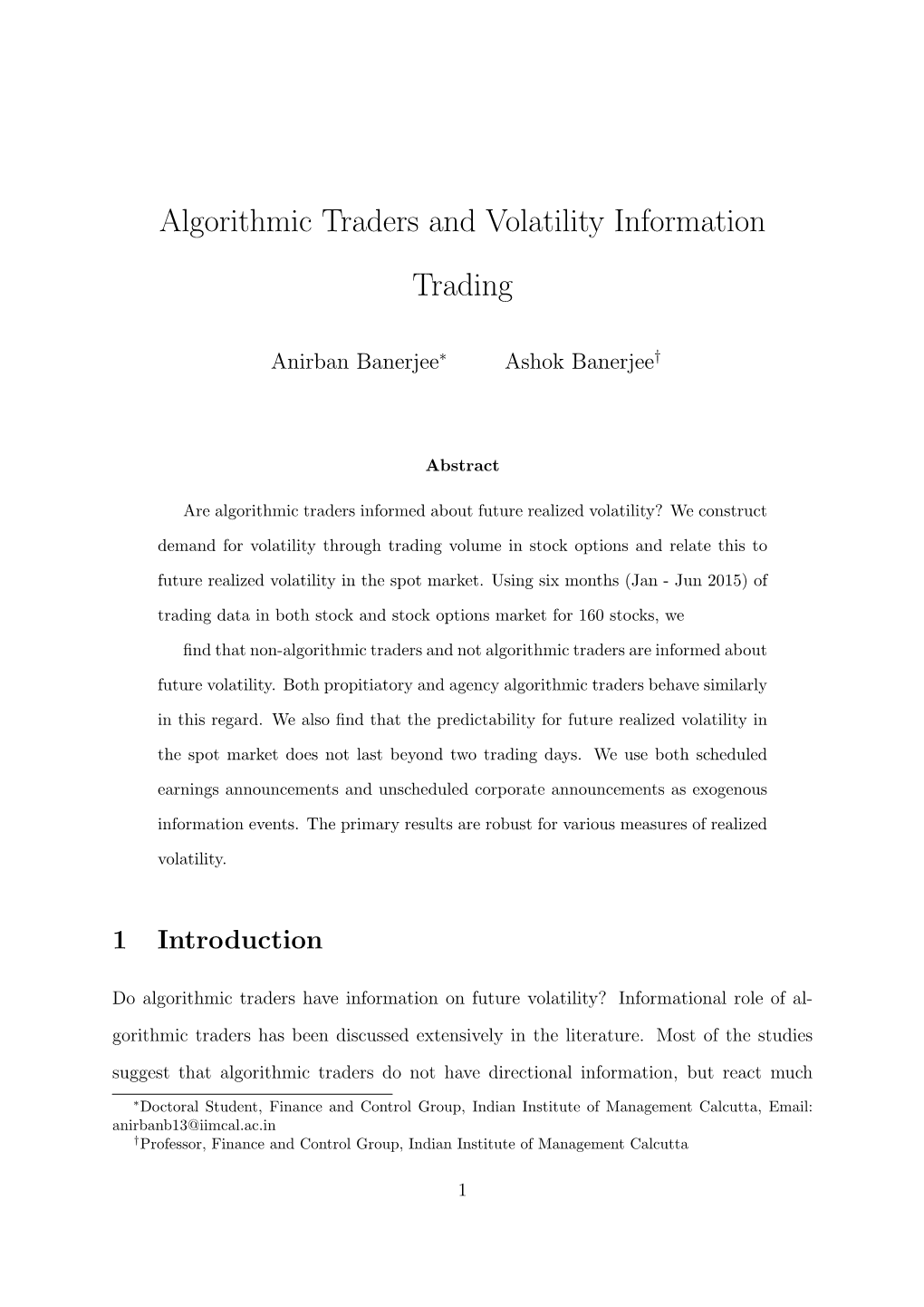 Algorithmic Traders and Volatility Information Trading