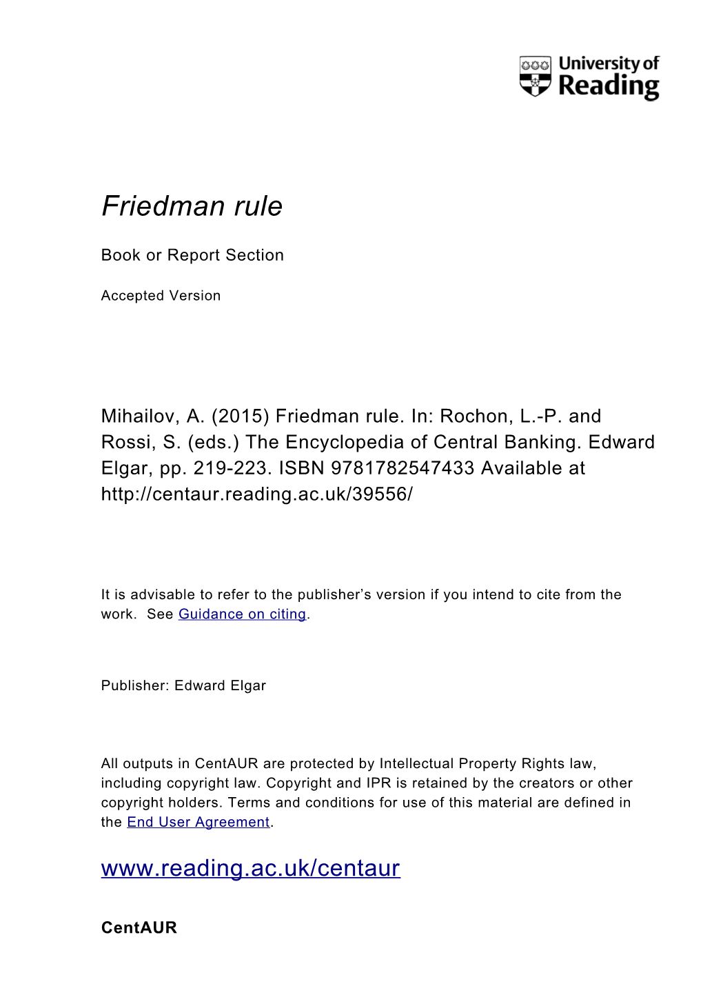 Friedman Rule