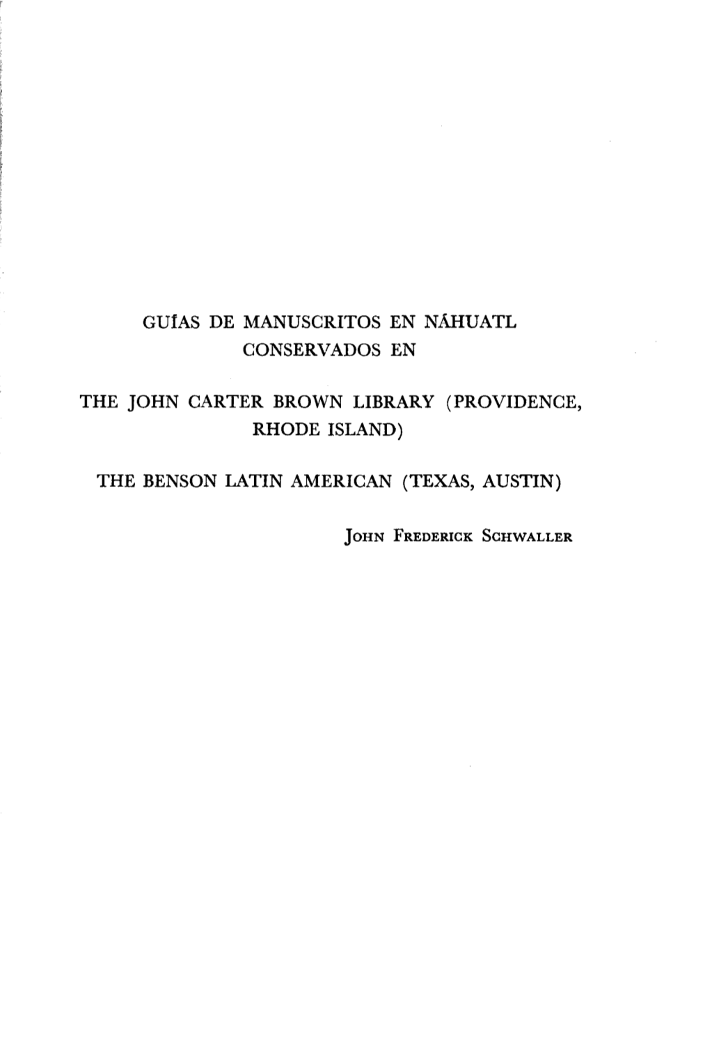 Guias De Manuscritos En Nahuatl Conservados En