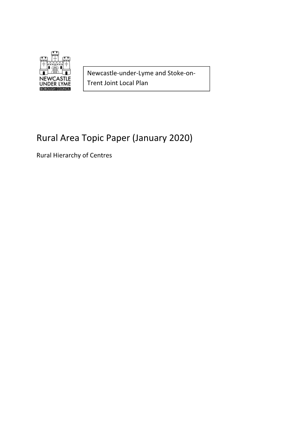 Rural Area Topic Paper (January 2020)