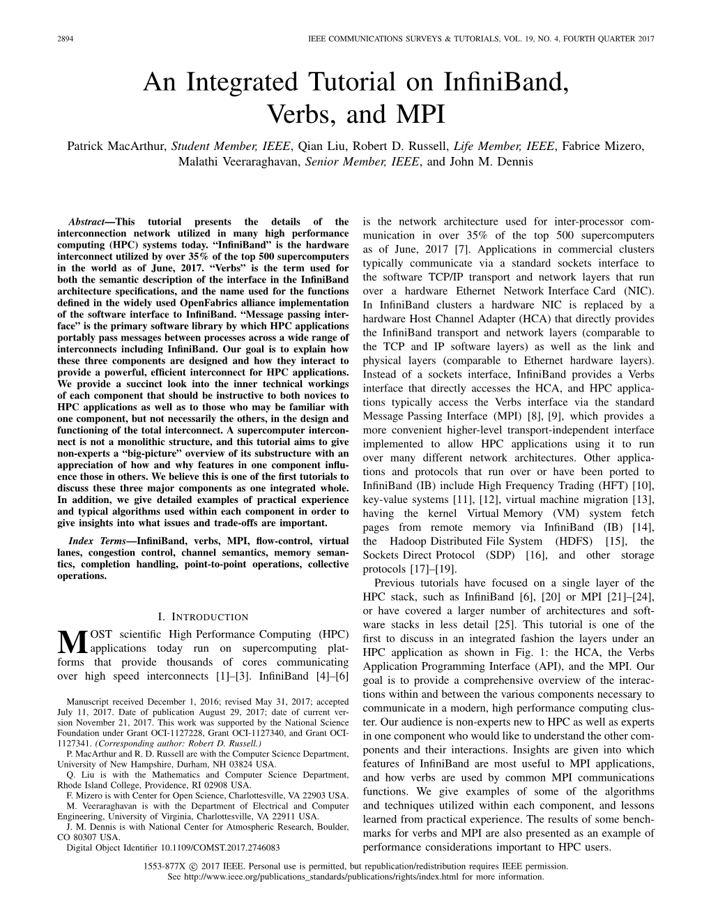 An Integrated Tutorial on Infiniband, Verbs, And