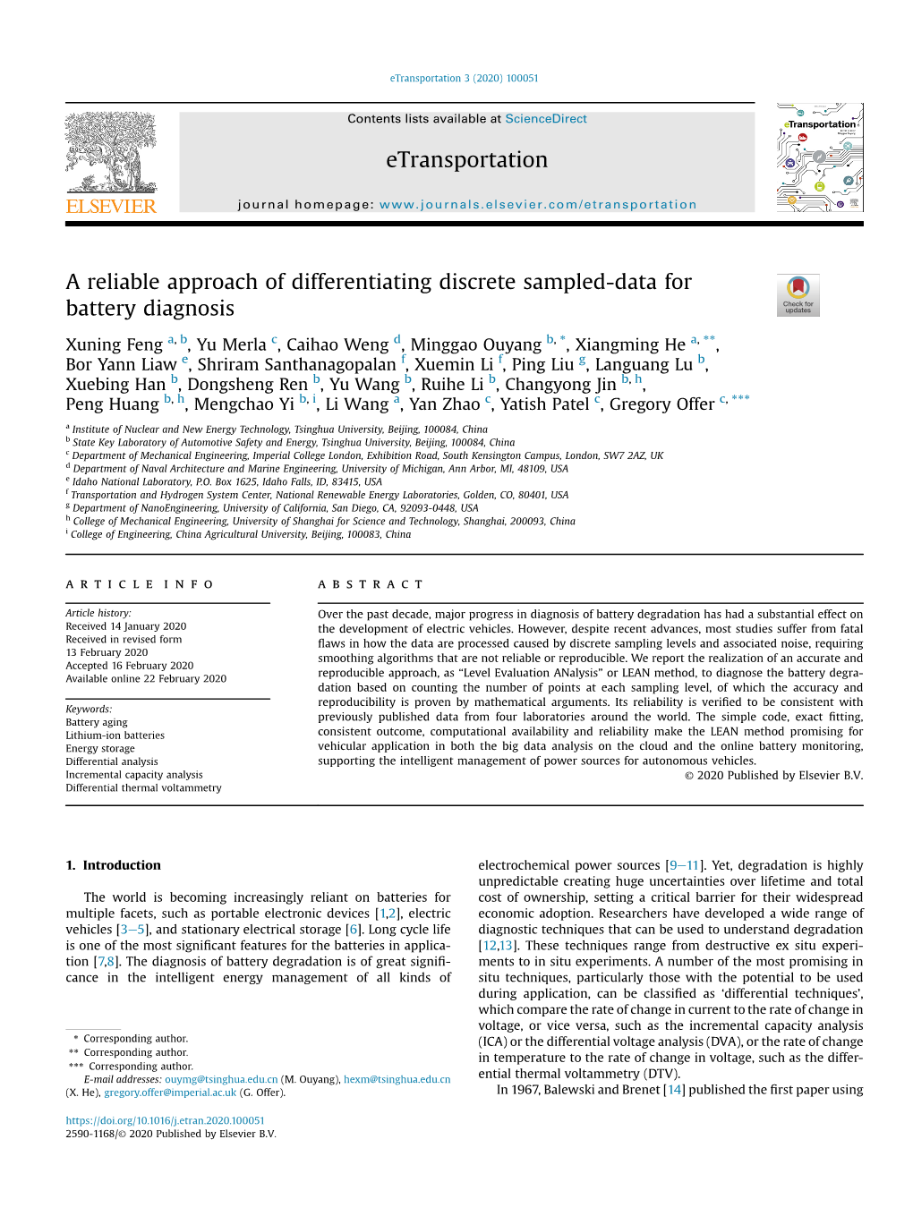 A Reliable Approach of Differentiating Discrete Sampled-Data for Battery Diagnosis