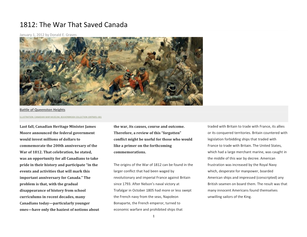 1812: the War That Saved Canada
