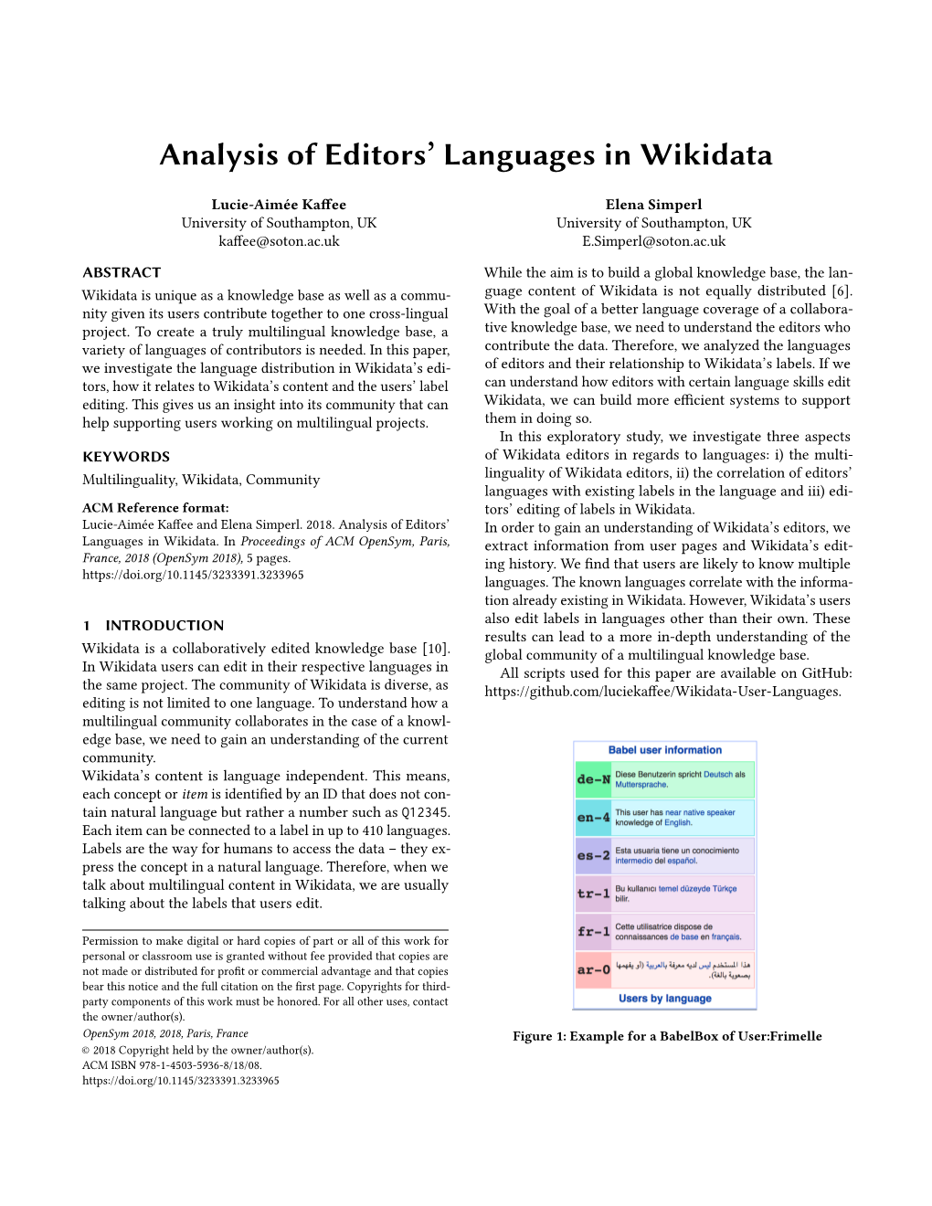 Analysis of Editors' Languages in Wikidata