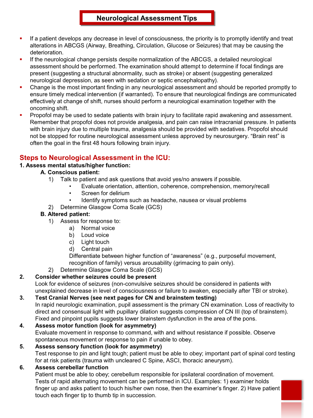 Steps To Neurological Assessment In The Icu 1 Docslib