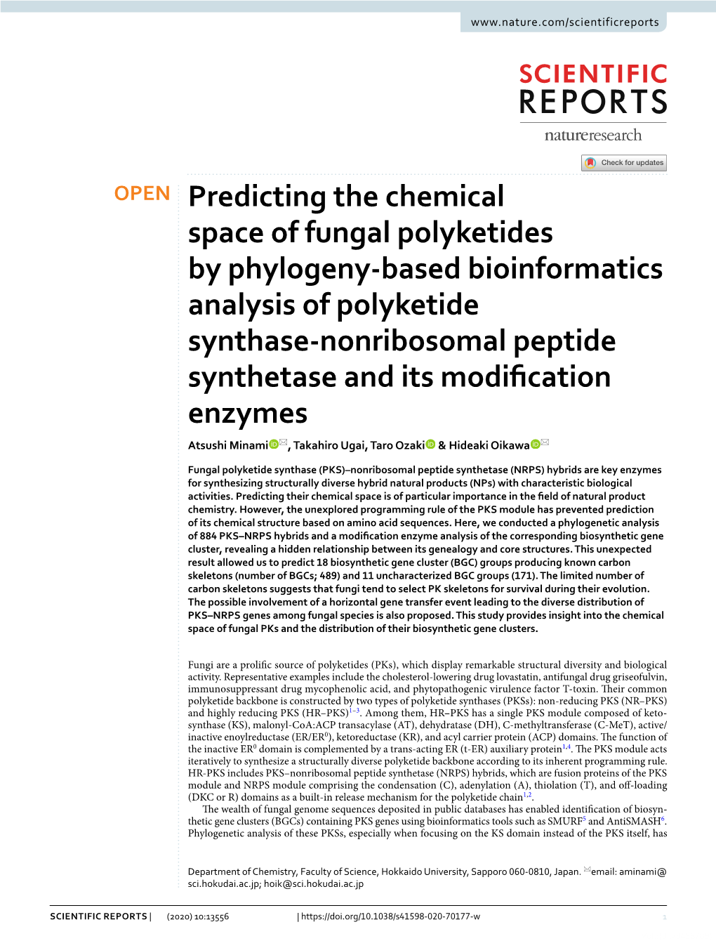 Predicting the Chemical Space of Fungal Polyketides by Phylogeny