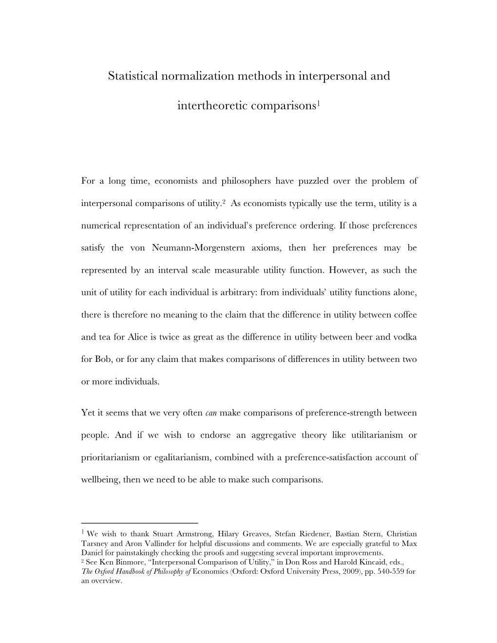 Statistical Normalization Methods in Interpersonal and Intertheoretic