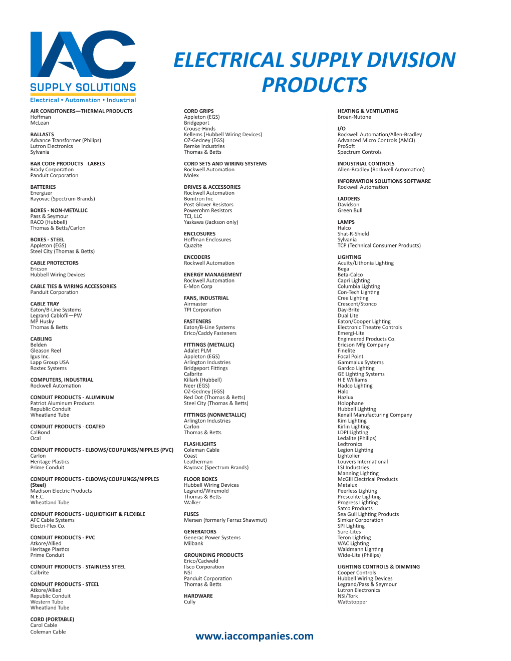 Electrical Supply Division Products