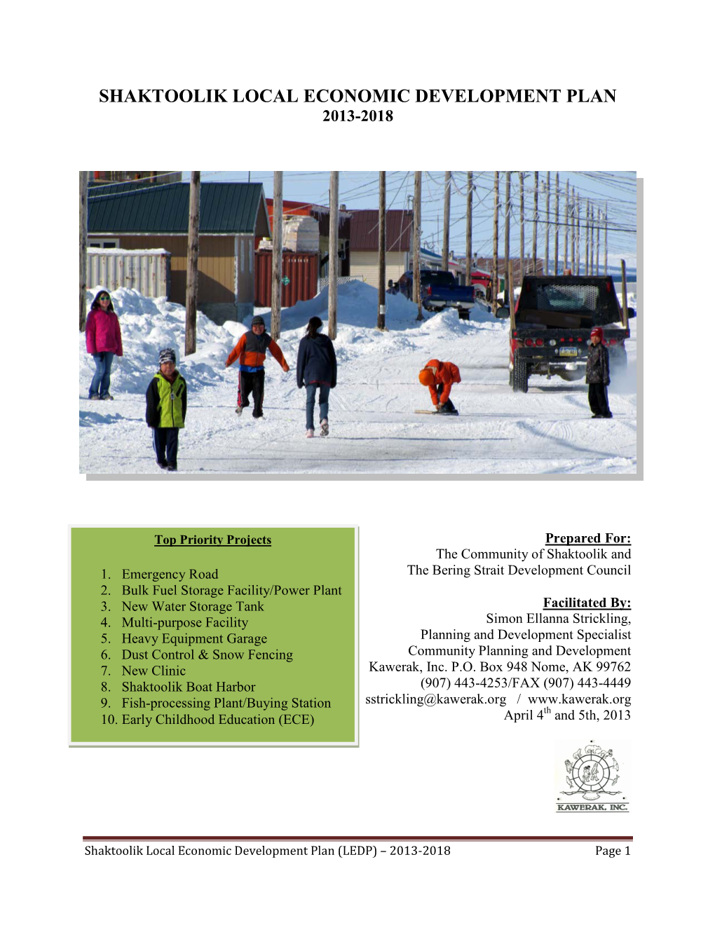 Shaktoolik Local Economic Development Plan 2013-2018