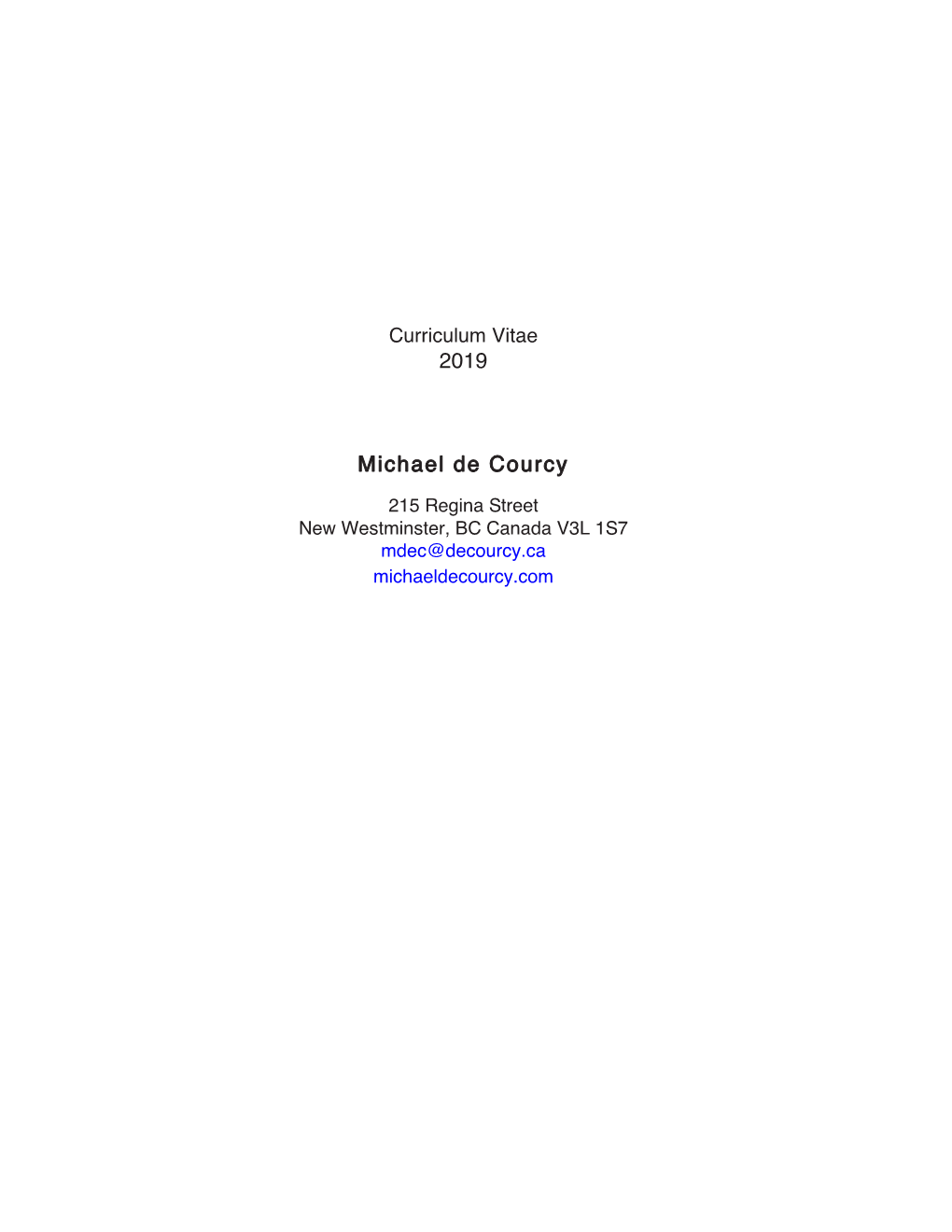 2019 Michael De Courcy