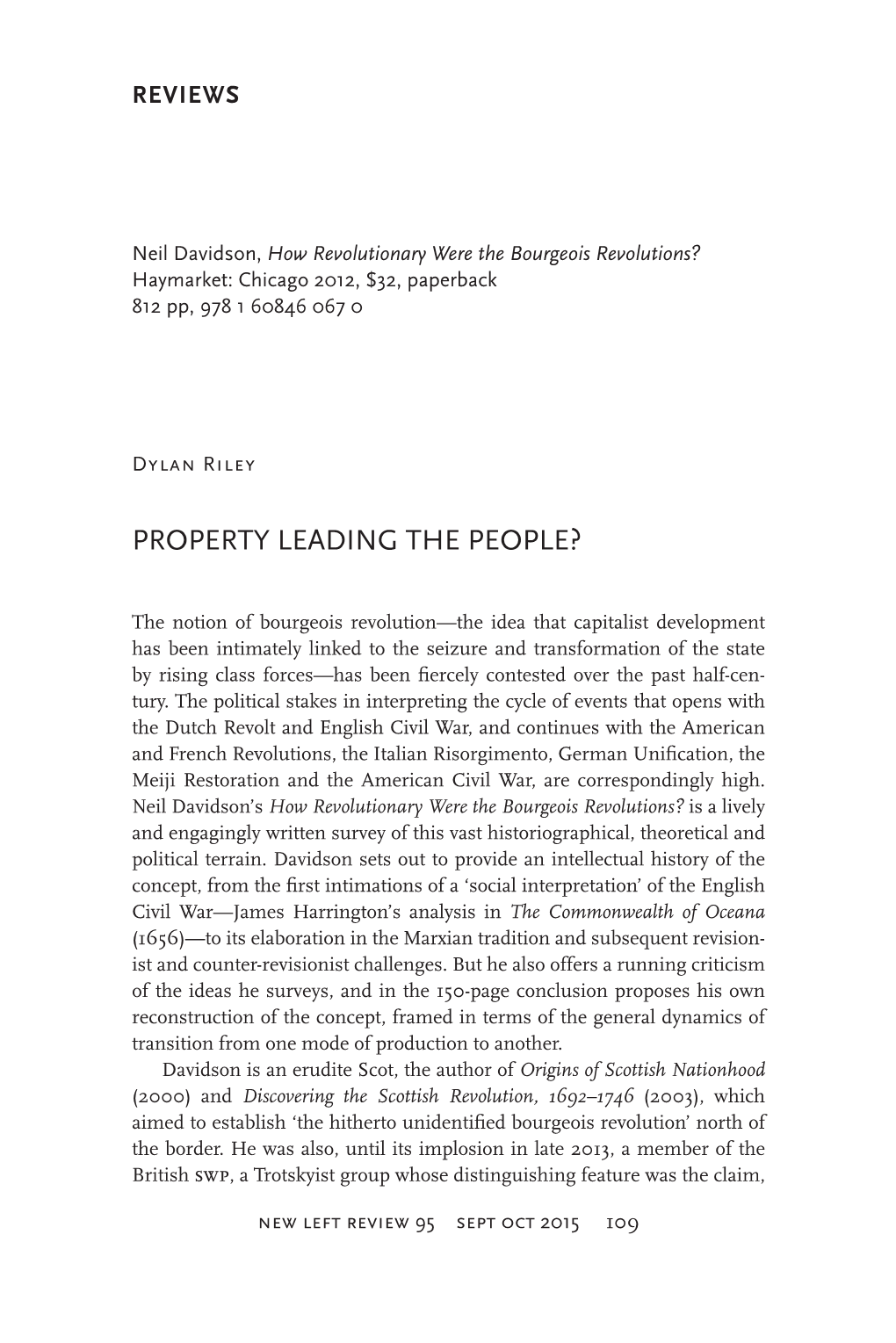 Property Leading the People?