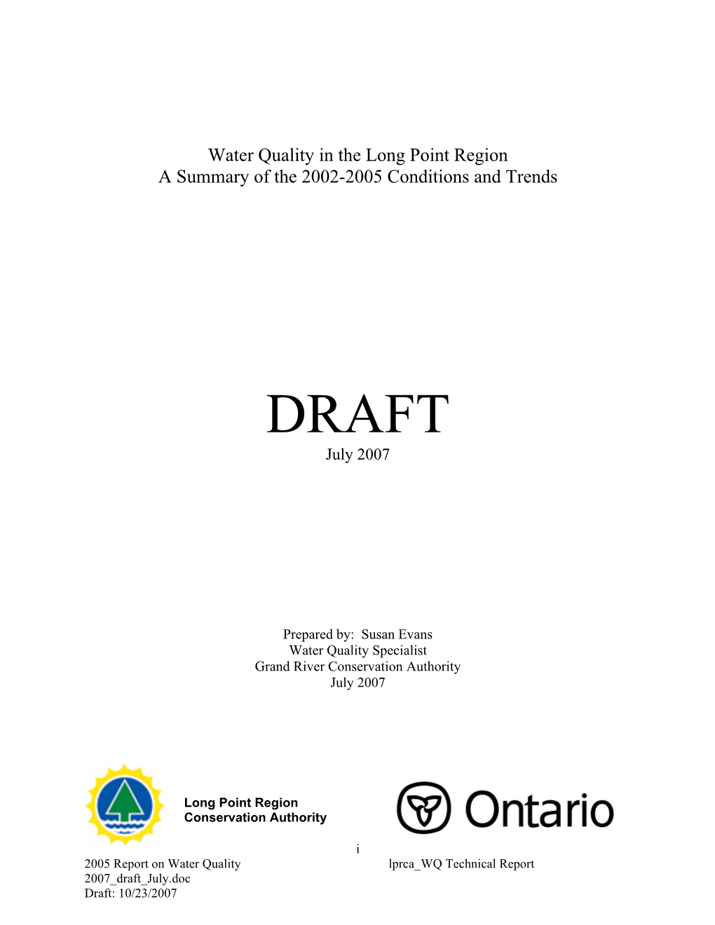 Water Quality in the Long Point Region Watershed