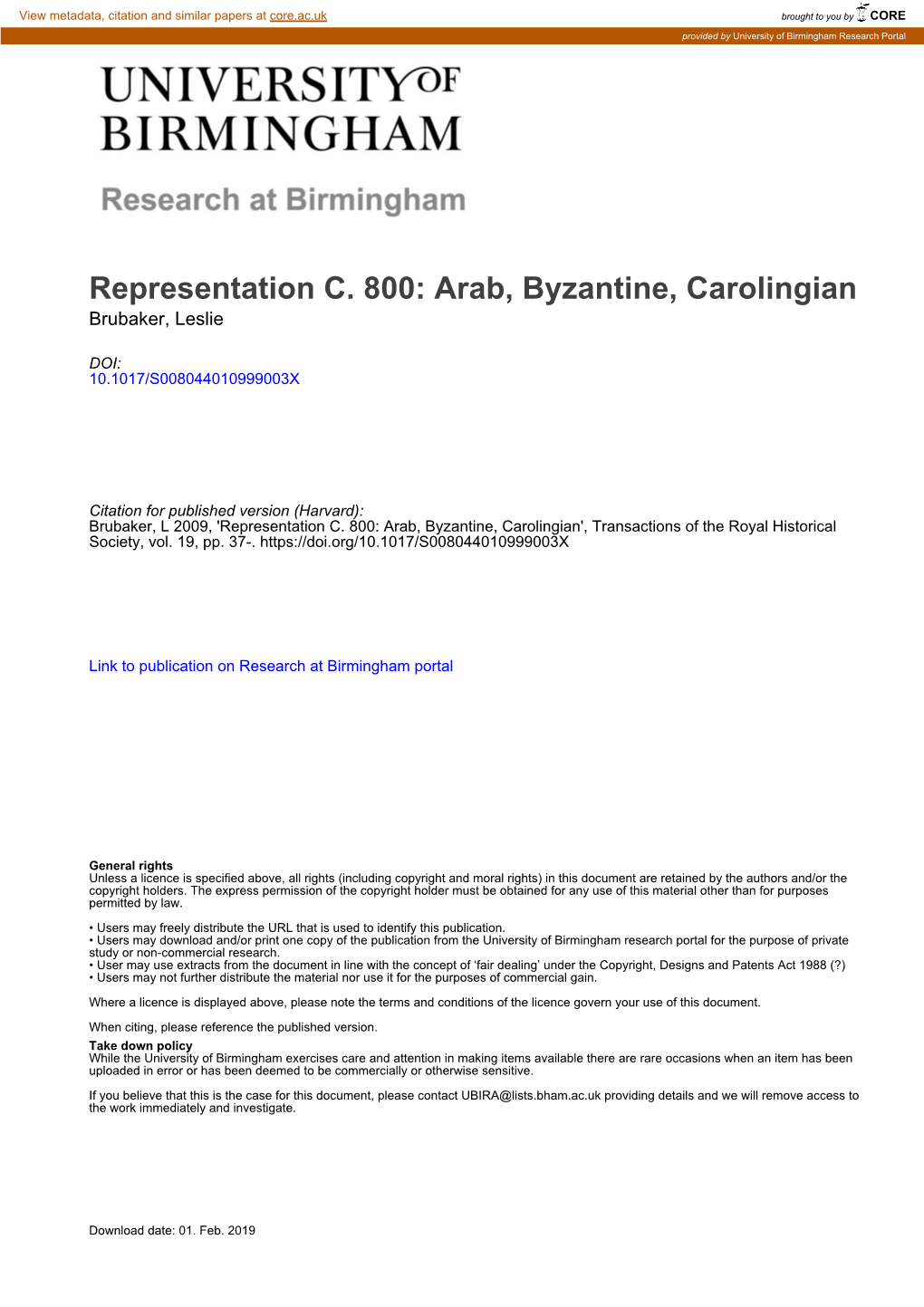 Arab, Byzantine, Carolingian Brubaker, Leslie