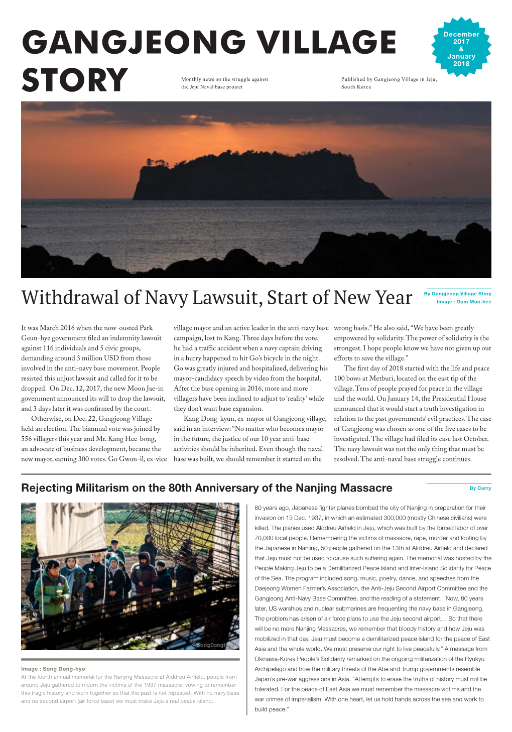 Gangjeong Village Story Withdrawal of Navy Lawsuit, Start of New Year Image : Oum Mun-Hee