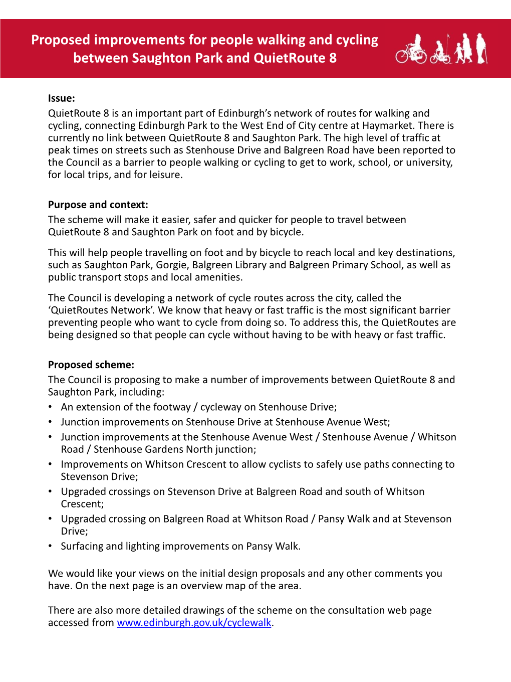 Proposed Improvements for People Walking and Cycling Between Saughton Park and Quietroute 8