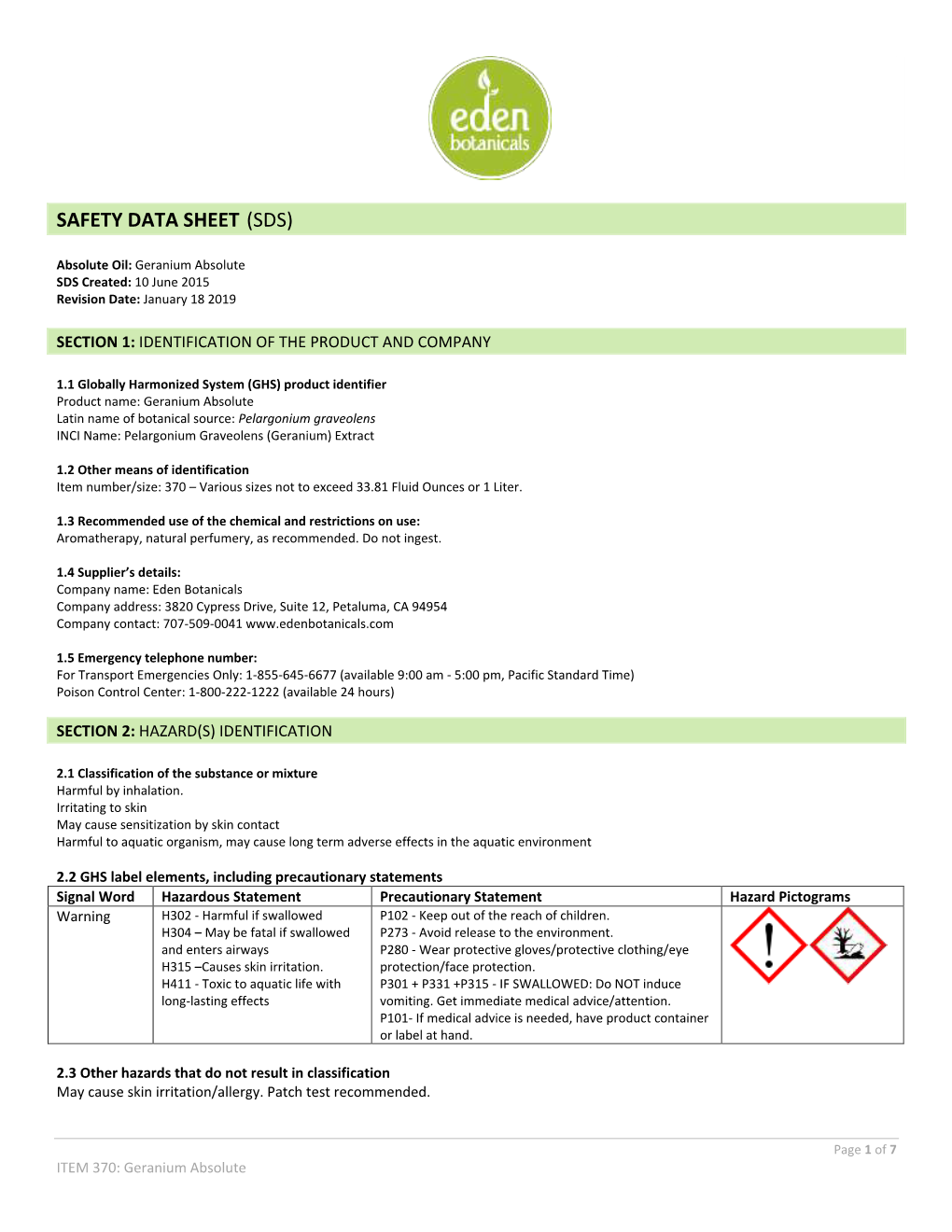 Safety Data Sheet (Sds)