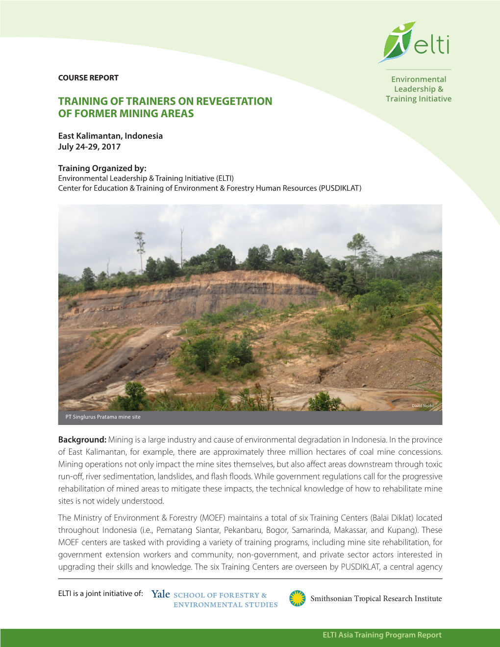 Training of Trainers on Revegetation of Former Mining Areas