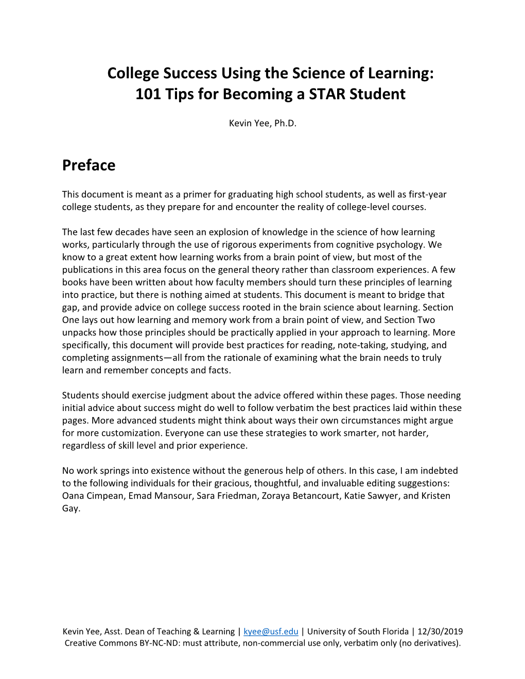 College Success Using the Science of Learning: 101 Tips for Becoming a STAR Student