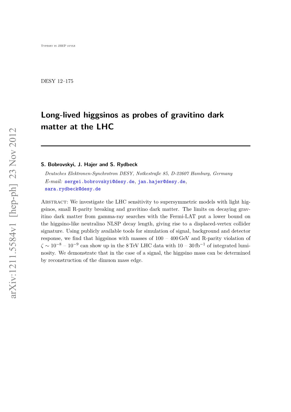 Long-Lived Higgsinos As Probes of Gravitino Dark Matter at the LHC