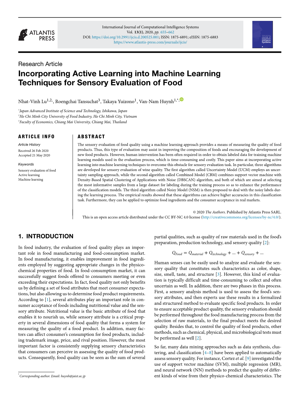 Incorporating Active Learning Into Machine Learning Techniques for Sensory Evaluation of Food