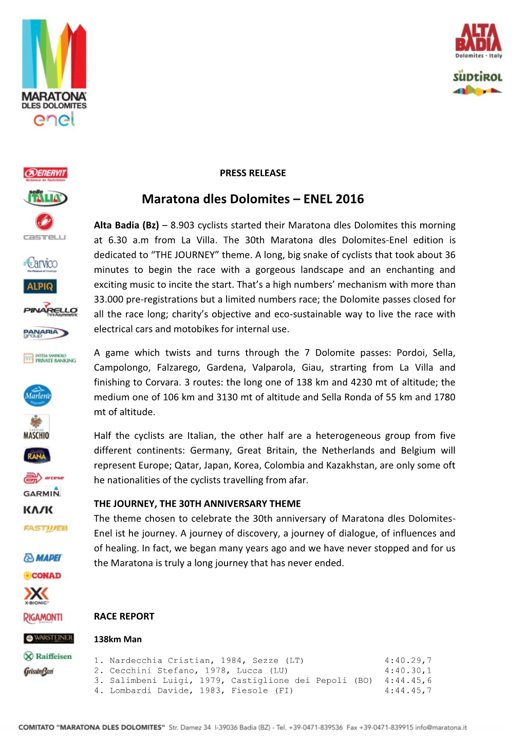 Press Release RACE 2016