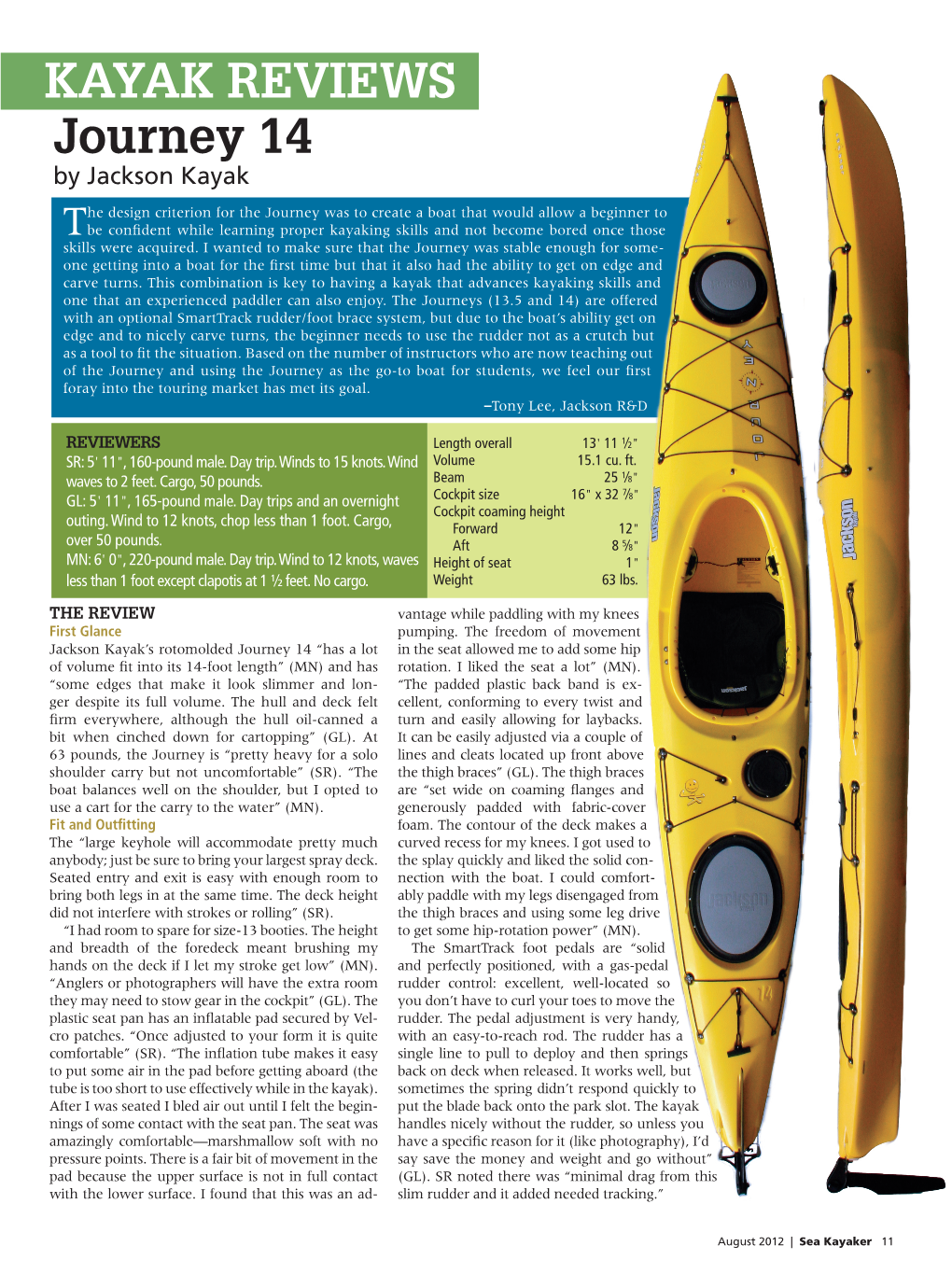 KAYAK REVIEWS Journey 14 by Jackson Kayak