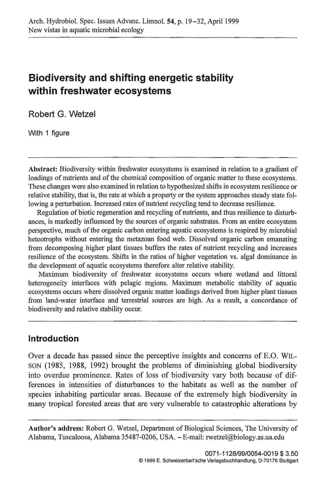 Biodiversity and Shifting Energetic Stability Within Freshwater Ecosystems