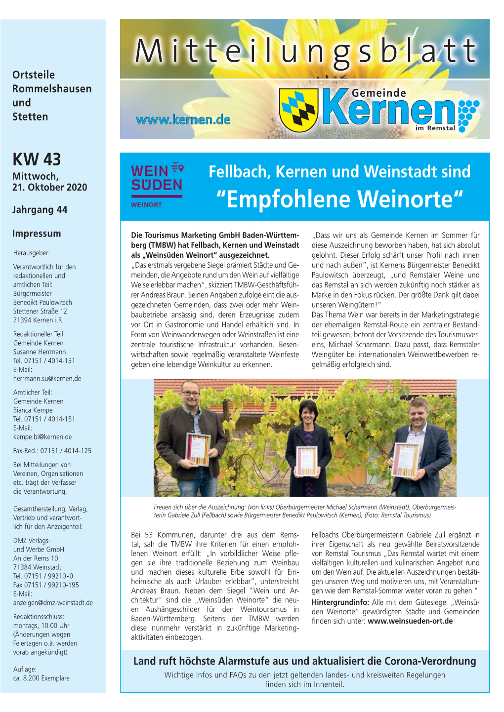 Mitteilungsblatt Rommelshausen Und Stetten