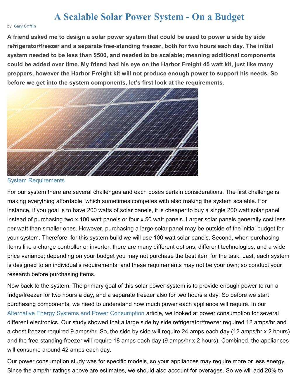 A Scalable Solar Power System - on a Budget