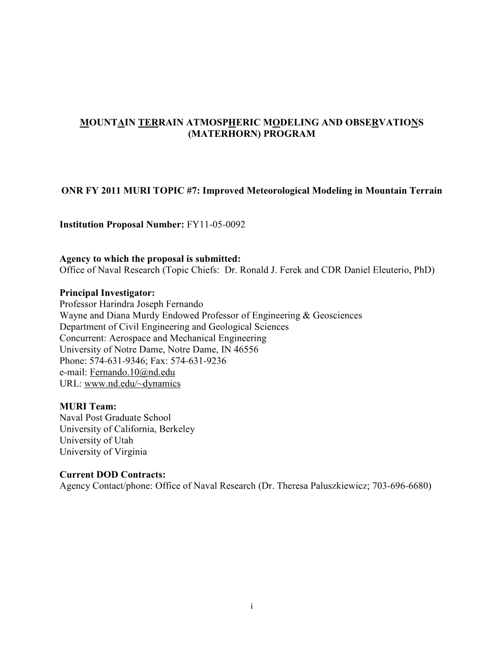 Mountain Terrain Atmospheric Modeling and Observations (Materhorn) Program