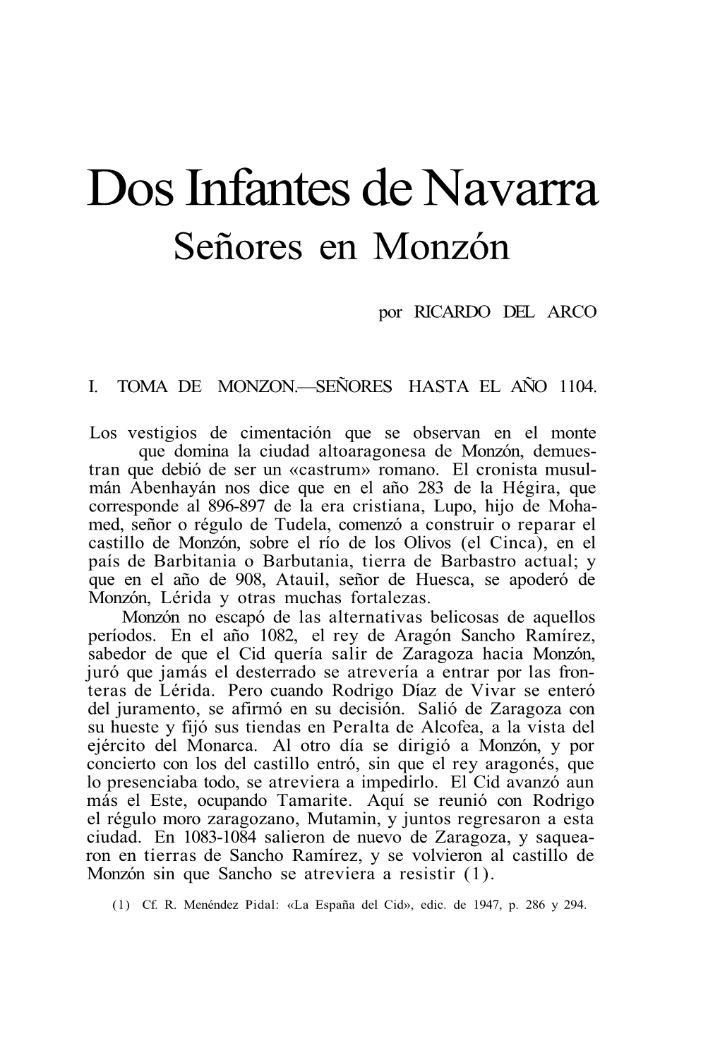 Dos Infantes De Navarra Señores En Monzón