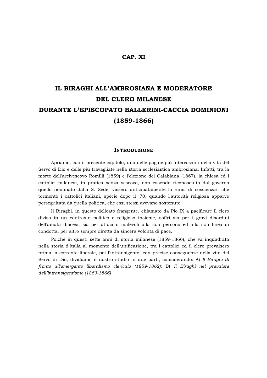 Il Biraghi All'ambrosiana E Moderatore Del Clero