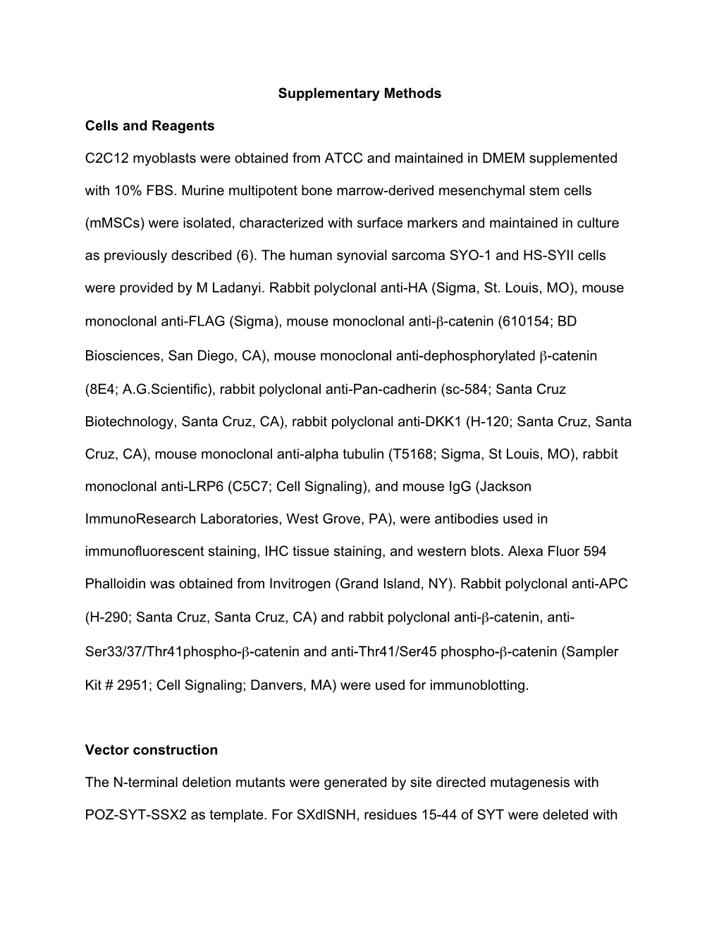 Supplementary Methods Cells and Reagents C2C12 Myoblasts Were