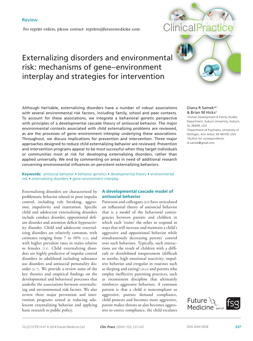 Externalizing Disorders and Environmental Risk: Mechanisms of Gene–Environment Interplay and Strategies for Intervention