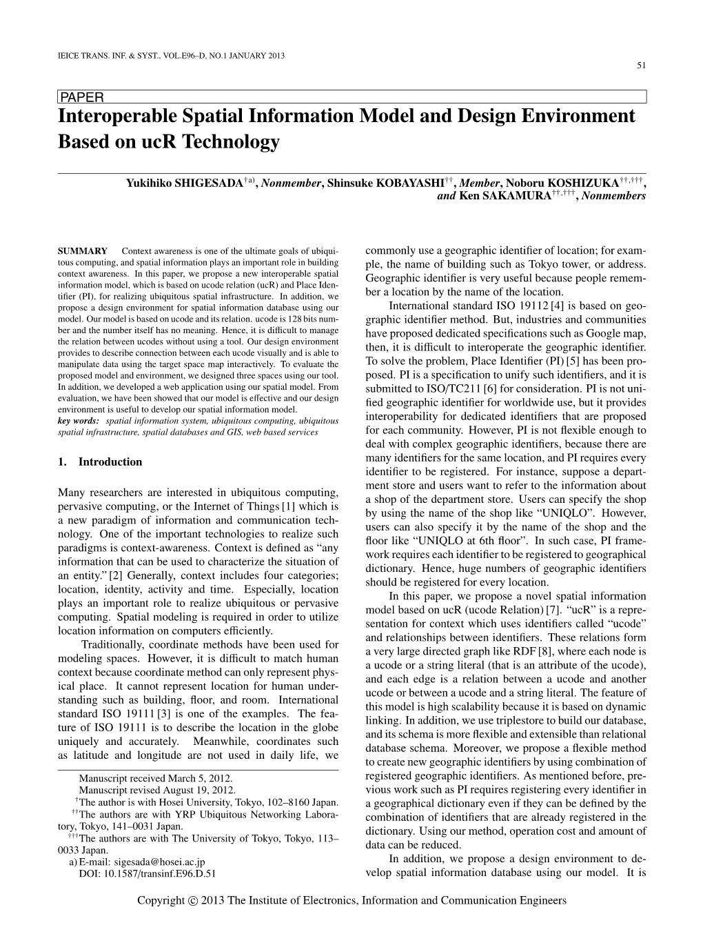 Interoperable Spatial Information Model and Design Environment Based on Ucr Technology