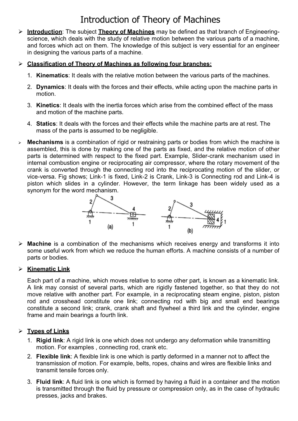 Introduction of Theory of Machines